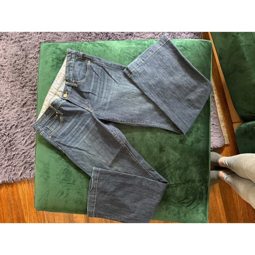 Gap 1969 Long & Lean Trouser Jeans Womens 32/14L Dark Wash Blue Denim